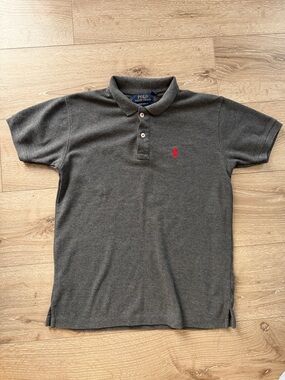 Ralph Lauren Gray Polo Shirt with Red Stitch Detail